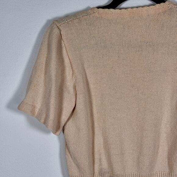 Vintage 1980s Cottage Core Sweater Pale Pink Green Floral Embroidery AS IS - Picture 11 of 15